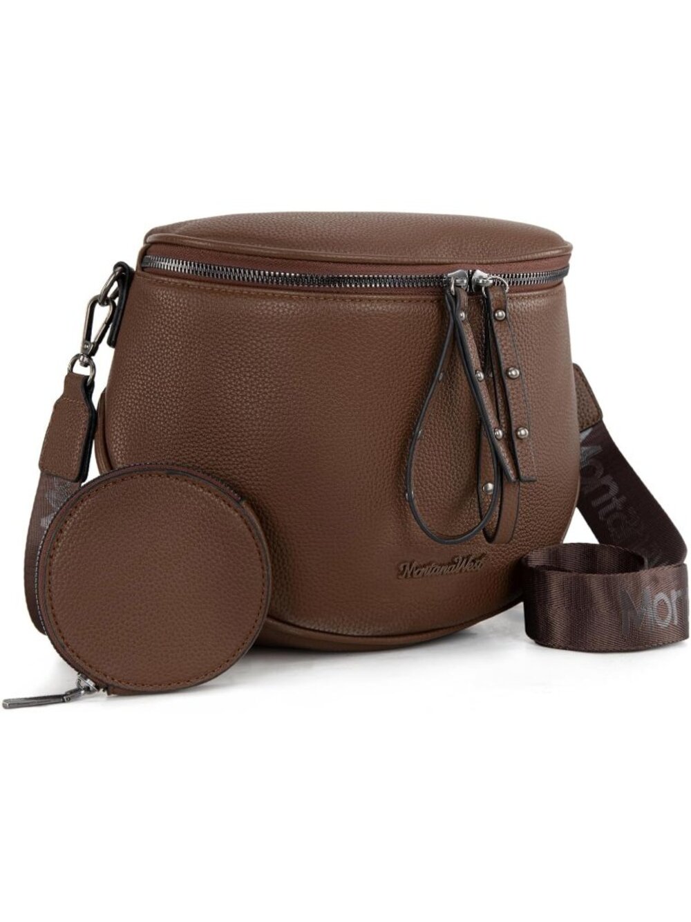 Women's Large-Coffee Vegan Leather Tote Satchel Handbag Top Handle Crossbody Bag